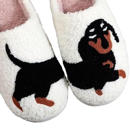 OJXTRDE Cute Dachshund Slippers Women Men Fuzzy Memory Foam Cartoon Animal Slippers Novelty Funny Dog Slippers Winter Warm Plush House Shoes thumbnail 4