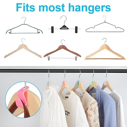 100 PCS Hanger Connector Hooks, Space Saving Hooks and Clips for Plastic Hangers (5 Color) - Color thumbnail 7
