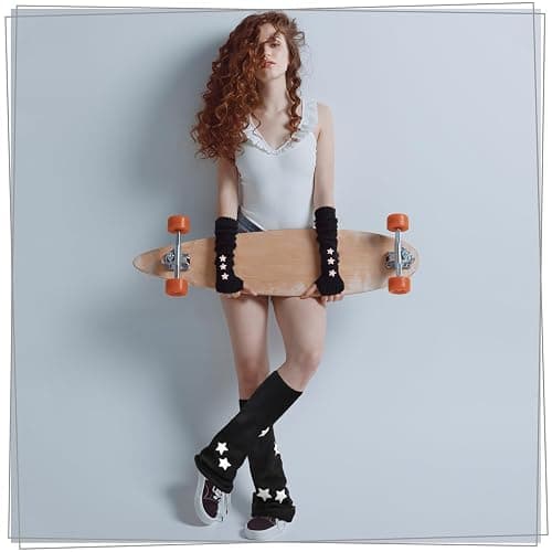 Jspupifip Y2K Leg Warmers for Women, Star Streetwear Leg Cover Retro Stretchy Arm Warmers for Rave Festival thumbnail 7