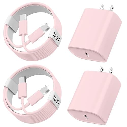 Phone 17 16 15 Charger Fast Charging, 10 FT Long USB C Charger Cord with 20W Type C Fast Phone Charging Block forPhone 17/17 Pro/17 Pro max/Air/Phone 16 15 Pro Max Plus, iPad, Android,Pink - Image 1