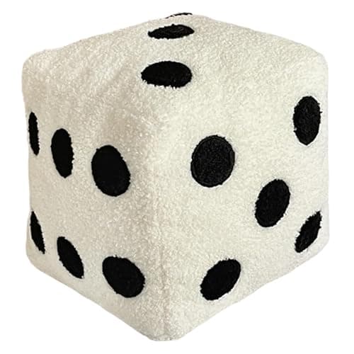 Licsaliwe Würfel-Plüschkissen, weiches Gaming-Raumdekor-Wurfkissen, einzigartiges dekoratives Kissen im Y2K-Stil für Bett, Sofa und Stuhl (20, 3 x 20, 3 cm), weiß - Image 1