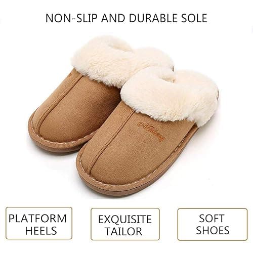 Coswind Hausschuhe Damen Herren Winter Warme Synthetik Lammfell Kunstfell Plüsch Flauschige Fell Weiche Rutschfeste Pantoletten Indoor Outdoor thumbnail 2