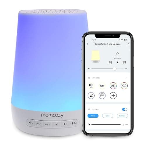 Baby Sound Machine, Momcozy White Noise Machine for Baby Sleeping with Night Light, Toddler Sleep Trainer 34 Soothing Sleep Sounds, Timer, App Remote Control, Personal Sleep Routine Alarm Clock(Blue) - Image 1