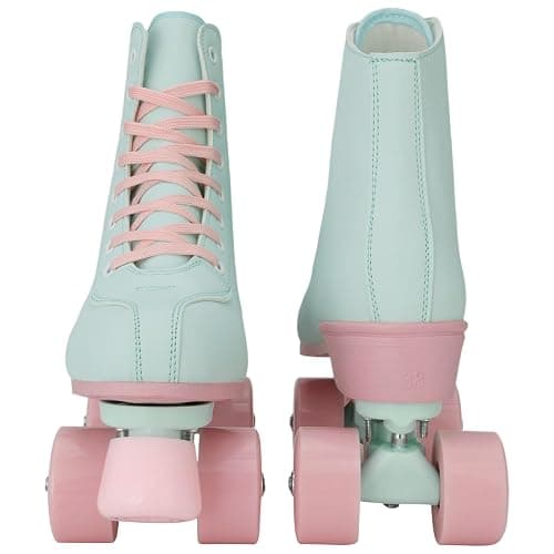 YYW Roller Skates for Women Girls Black Pink Roller Derby Skates Light Up Adult Double Row PU Leather Skates for Youth Adult Beginner Outdoor thumbnail 7