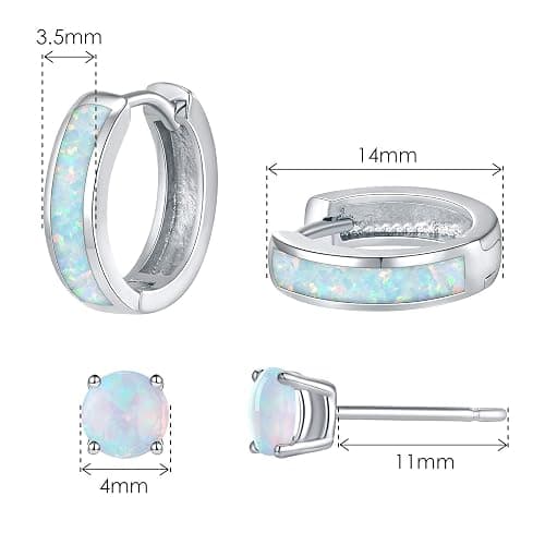 Opal Stud Huggie Hoop Earrings: Hypoallergenic 14K Gold/Silver/Rose Gold Plated Small Hoop Earrings for Women Sensitive Ears thumbnail 3