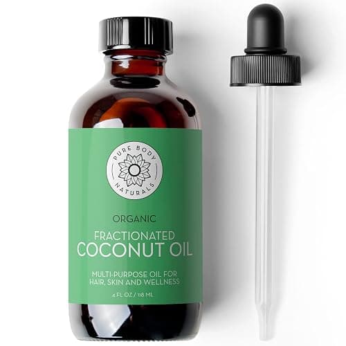 Pure Body Naturals Organic Fractionated Coconut Oil for Skin and Hair, 4 fl oz - Liquid Carrier Oil for Diluting Essential Oils, Hair Growth & Skin Moisturizer - Image 1