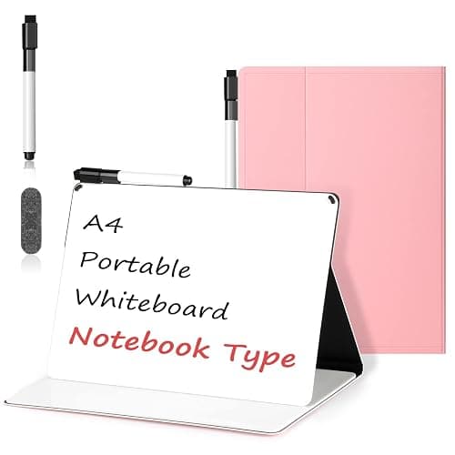 Mini Whiteboard 12"x9" Small White Board Dry Erase, Erasable Notebook Foldable Desk Whiteboard Holder Dry Erase Board, Office, Home, Travel, School, Portable (Pink) - Image 1
