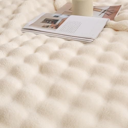 YUSOKI Luxury 3D Bubble Throw Blanket 2lb,All Ages,Home Decoration, (Ivory,50 * 60inches) thumbnail 6
