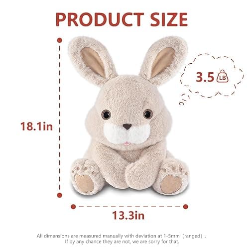 Niuniu Daddy 14" | 3.5 Pound Rabbit Weighted Bunny Stuffed Animals, Large Hugging Plush Animal Toys for Kids Adults Baby, Large Body Pillow for Sleep Gifts Presents Birthday Christmas Holiday thumbnail 2