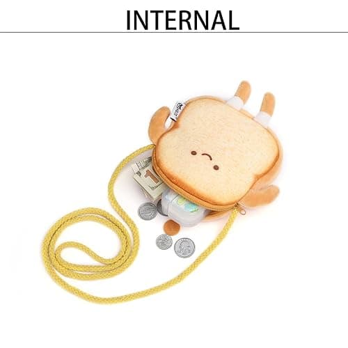 Veediyin Plush Toast Crossbody Bag Cute Toddler Purse for Girls Gifts Kawaii Mini Purse for girl Y2K Wallet 3-12Year (Yellow) thumbnail 7