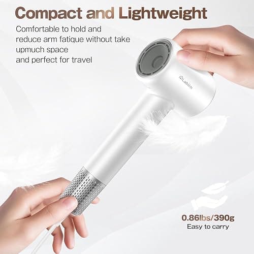 Labiim Hair Dryer, High-Speed Ionic Low Noise Blow Dryer with Brushless Motor for Fast Drying, Thermo-Control Quiet Compact Hair Blow Dryer, Hairdryer with 1 Nozzle Attachments for Home Salon Travel thumbnail 7