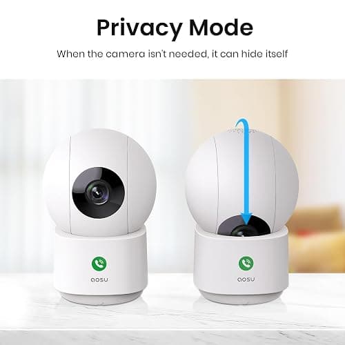 aosu 2K Security Camera Indoor, Baby Monitor Pet Camera One-Touch Call, Smart Motion Tracking, IR Night Vision, Compatible with Alexa, 2 Pack thumbnail 5