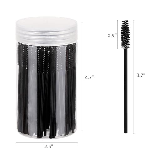 100 Pcs Disposable Mascara Wands, Eyebrow Spoolies Brush for Eyelash Extensions, Lash Brushes with Container (Black) thumbnail 5