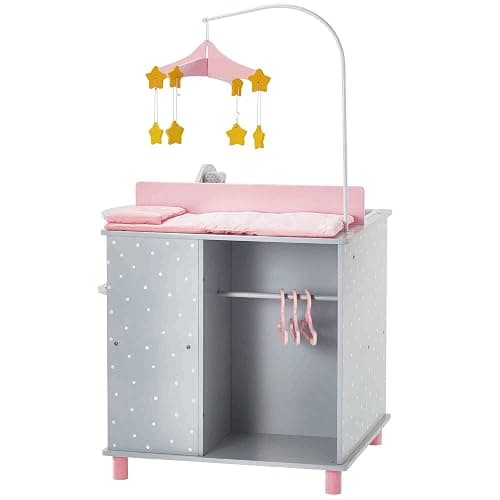 Olivia's Little World 6-in-1 Wooden Baby Doll Changing Station with Crib, Changing Table, High Chair, Double-Door Closet, Sink and Washing Machine, Multicolored thumbnail 4