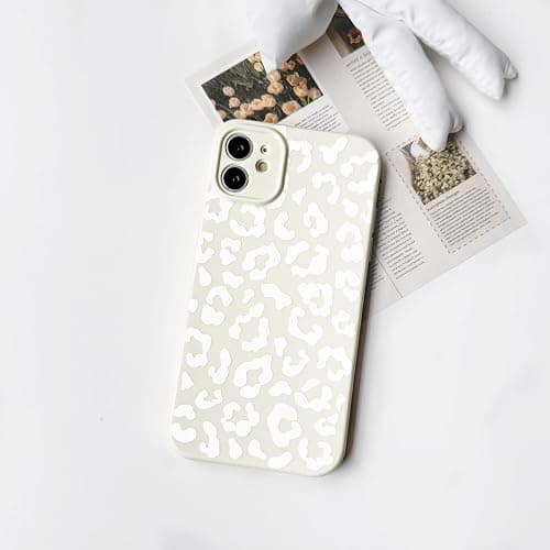 NITITOP Compatible with iPhone 12 Case Aesthetic Cute Leopard Print Pattern for Women Girls Men Trendy Slim Fit TPU Bumper Silicone Shockproof Full Camera Protection Cover - White thumbnail 2