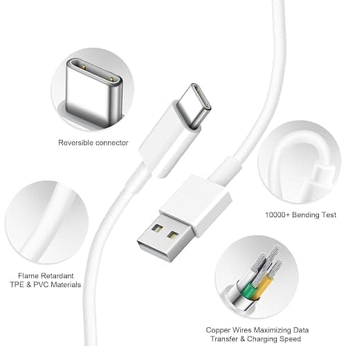 USB to USB C Cable for iPhone 17 16 Type C Carplay 2Pack 10FT Cable White | Fast Charging Carplay Cable, USB C Carplay Cord Compatible with iPhone 17 16 15 thumbnail 2