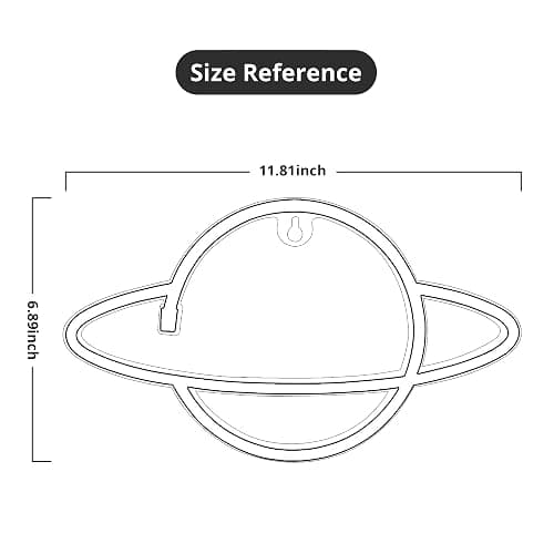 Lumoonosity Planet Neon Sign - USB Powered Saturn LED Light with On/Off Switch, Planet Led Sign for Wall Decor - Aesthetic Hanging Saturn Neon Light for Bedroom, Gaming Room thumbnail 3