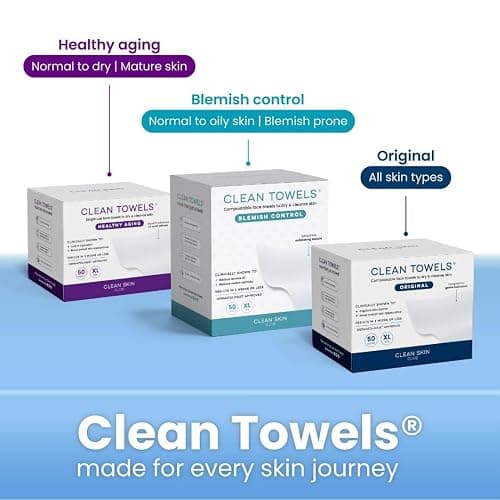 Clean Skin Club Clean Towels XL®, 100% USDA Biobased Face Towel, Disposable Face Towelette, Eczema Association Accepted, Makeup Remover Dry Wipes, Ultra Soft, 1 Pack, 50 Ct thumbnail 10
