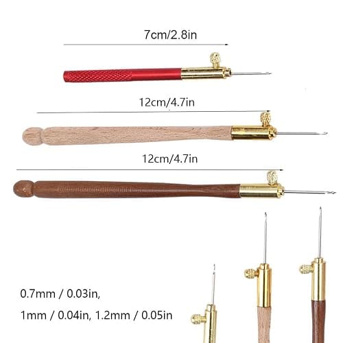 3Pcs Tambour Hooks Kit, Embroidery Crochet Hooks with 9 Needles, Wooden Handle French Tambour Hook Latch Beaded Needle for Embroidery Sequin Beading Knitting DIY Sewing thumbnail 2