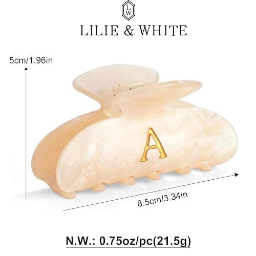 LILIE&WHITE Acrylic Letter Hair Clips For Women Stylish A Monogram Hair Claw Alphabet Hair Clip Fashion Glitter Claw Clips Elegant And Durable Hair Accessory Large Hair Clips A thumbnail 7