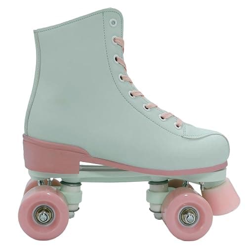 YYW Roller Skates for Women Girls Black Pink Roller Derby Skates Light Up Adult Double Row PU Leather Skates for Youth Adult Beginner Outdoor thumbnail 8