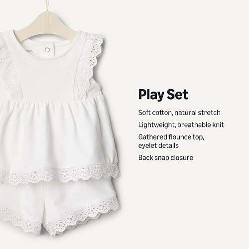 Amazon Essentials x Sofia Grainge Toddler and Baby Girls' Eyelet Short & Top Set thumbnail 2