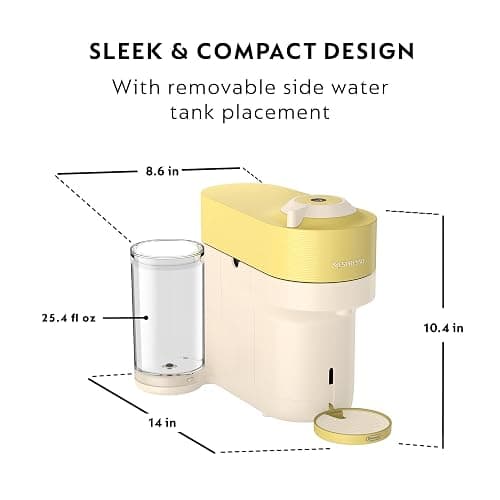 Nespresso Limited-Edition Vertuo Pop+ Coffee and Espresso Maker by De'Longhi, Pastel Yellow thumbnail 2