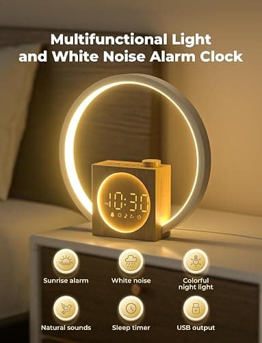 LIORQUE Sunrise Alarm Clock, Wake up Light with White Noise for Heavy Sleepers, Adjustable Sleep Timer, Volume&Brightness, Night Light with Dynamic Colors, 30 Sleep Sounds for Baby Kids Adults thumbnail 3