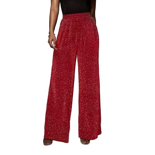 GUOLEZEEV Women High Elastic Waist Wide Leg Palazzo Pants Casual Loose Long Pant Trouser thumbnail 2