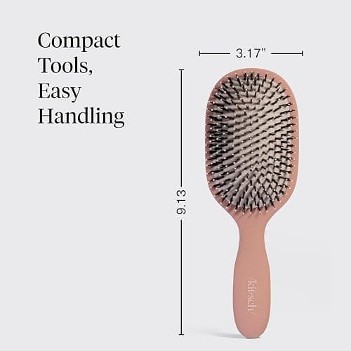 Kitsch Smooth & Polish Brush – Dual Bristle Detangler Brush, Shine & Frizz Control – Vegan Boar & Nylon Hair Brush with Cushioned Pad for Scalp Massage – Hair Care Tool for All Hair Types - Terracotta thumbnail 4
