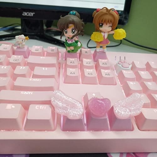 YupYay Handmade Cute Keycaps,Compatible with Cherry MX Switches Mechanical Keyboard Pink PBT Keycap,Computer Gaming Keyboards Key Caps,Artisan ESC OEM Profile R4 Key Cap (Pink) thumbnail 4