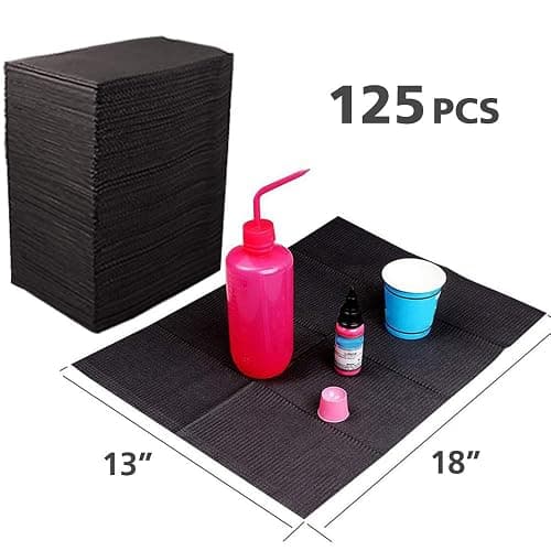 Hisight Disposable Dental Bibs Sheets Cloths, Tattoo Table Covers Clean Pad,Underpad Hygiene Personal Tattoo Bib Waterproof Tattoo TableCloth Tattoo Supply Sheet, 125pcs13 X 17" (Black) (125 Pcs) thumbnail 2