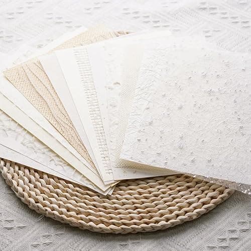 LewuwoPoing 15Pcs Handmade Scrapbook Art Paper Craft Textured Paper Colorful A5 sheet Mesh Special Paper Mix for Scrapbooking Junk Journal Journaling Supplies DIY Materials,5.8x8.2 inches (White) thumbnail 4