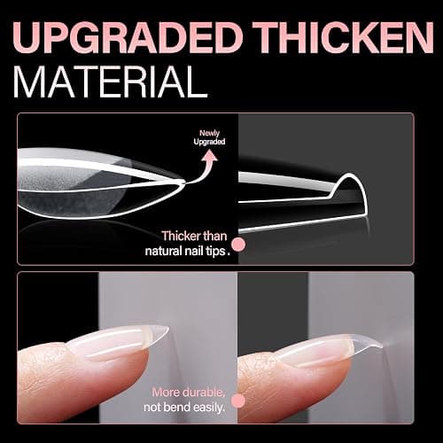 AILLSA Short Almond Nail Tips - Thickened Pre-shaped False Nail Tips Short Almond Shaped Half Matte Nails Tips, Fake Nails Extension 450pcs 15 Sizes with Storage Box thumbnail 2