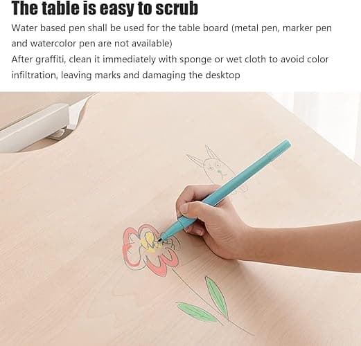 FCD Wood Adjustable Height Ergonomic Kids Study Desk Drafting Table Computer Station Built-in Bookshelf Hutch Multi Function Desktop 43.3" Width () thumbnail 8