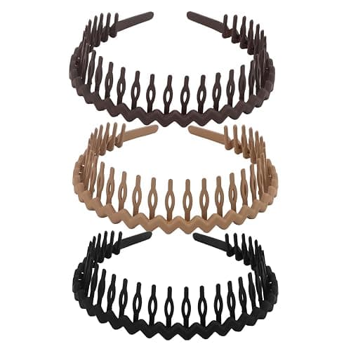 GAFATORY 3 PCS Zig Zag Headbands Plastic Comb Headband Hairband with Teeth Non Slip Thin Elastic Head Bands Fashion Hair Accessories for Women thumbnail 2