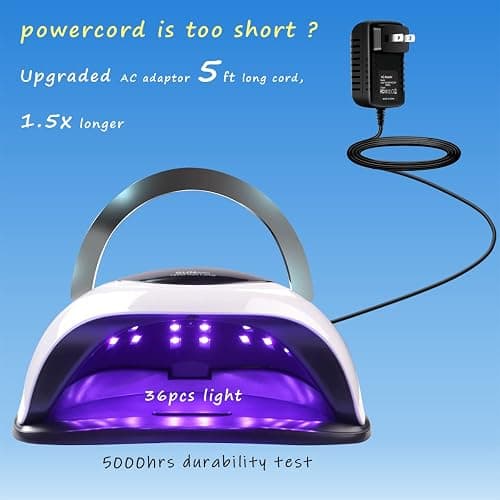 W&H UV LED Curing Lamp, 120W Faster Gel Nail Dryer Professional Nail Dryer Machine with 4 Timer Settings Touch Screen (Sun BQ5T) (White) thumbnail 3
