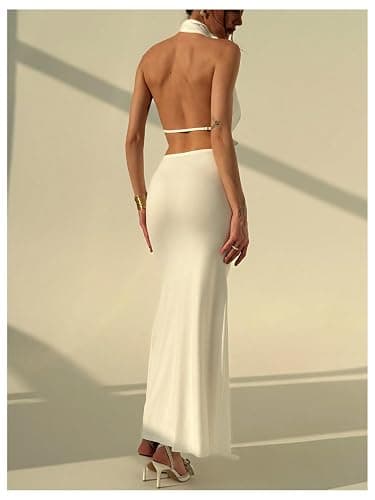 SOLY HUX Women's Cowl Neck Halter Bodycon Long Dress Sleeveless Fishtail Party Cocktail Maxi Dresses thumbnail 3