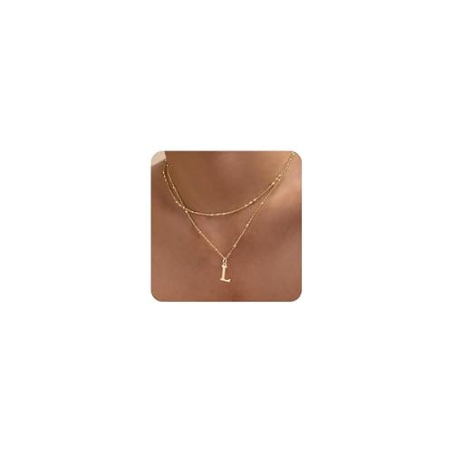 SWRNR Initial Necklaces for Women, Dainty 14K Gold Plated Layered A-Z Letter Pendant Necklace Trendy Cute Choker Name Charm Necklace Stack Personalized Jewelry Gift for Her Birthday Christmas Gift - Image 1