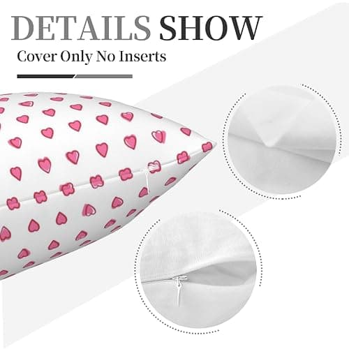 KNoRRS 18x18 Pink Throw Pillow Covers with Zipper - Decorative Square Roller Cushion Rabbit Cases for Sofa and Bedroom, Preppy2, 79998 thumbnail 5