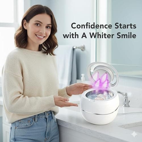Ultrasonic Retainer Cleaner, 42kHz Ultrasonic Tooth Cleaner with Visible Window and Two Modes, 180ML Ultrasonic UV Cleaner Machine for Retainer, Dentures, Mouth Guard, Aligner thumbnail 4