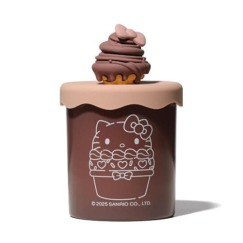 Hello Kitty Bakery Chocolate Cream Scented Candle with Decorative Silicone Cupcake Lid – Cozy Aroma, Reusable Brown Glass Jar thumbnail 4