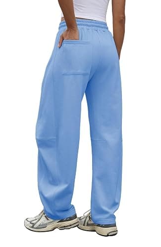 Waitfairy Barrel Sweatpants Women Baggy - 29" Inseam Drawstring Curved Wide Leg Sweatpants Women Lounge Gym Sweats Joggers thumbnail 3
