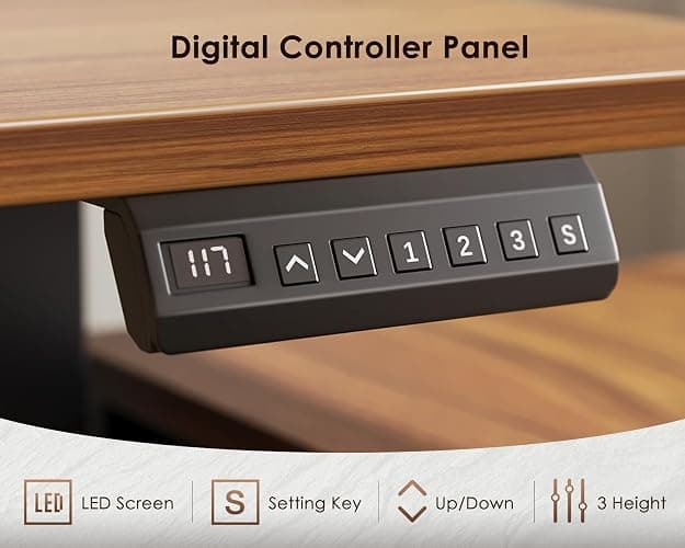 OffiGo 55 Inch L Shaped Electric Standing Desk with Drawers & File Cabinet Sets, Executive Sit Stand Desk, Height Adjustable Computer Desk for Home Office, Writing, Workstation, Walnut+Black thumbnail 7