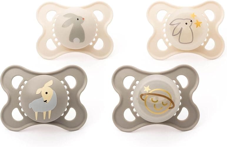 MAM Original Day & Night Soothers | 0-6 Months | 4 Pack | Includes 2X Glow in The Dark Dummies | Orthodontic Design | Baby Accessories | Pink (Various Designs) - Image 1