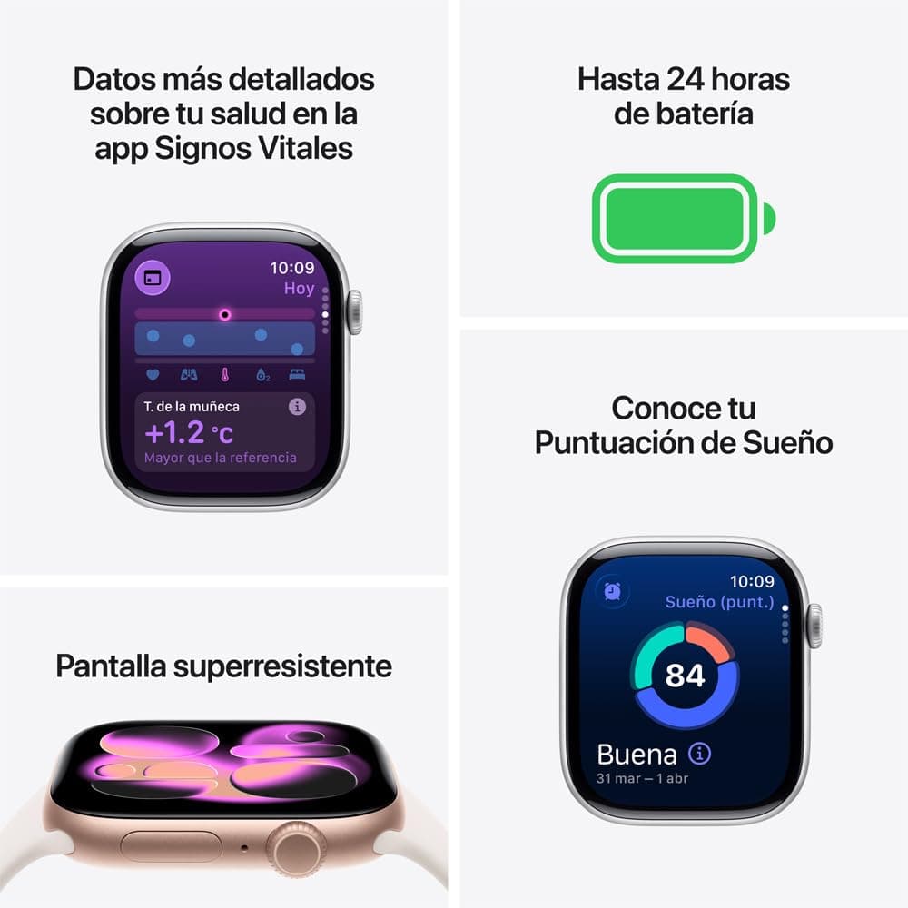 Apple Watch Series 11 GPS con Caja de Aluminio Color Oro Rosa de 42 mm y Correa Deportiva Rosa Rubor S/M (Smartwatch).Entrenamientos,monitoreo de Datos de Salud,Pantalla Siempre Activa thumbnail 2