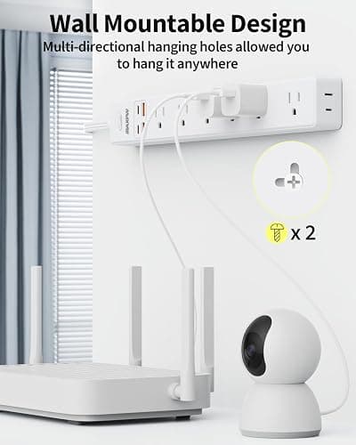 10 Ft Power Strip Surge Protector - 7 Outlets 4 USB Ports (2 USB C), Ultra Thin Flat Extension Cord & Flat Plug, 1700 Joules, Wall Mount, Desk Charging Station for Home Office Dorm, White thumbnail 7