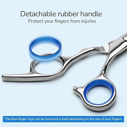Hair Cutting Scissors, ULG Professional Hair Scissors 6.5 inch Right-Hand Razor Edge Barber Shears Salon Hair Cutting Shears Made of Japanese Stainless Steel, Hand Sharpened Blue thumbnail 4