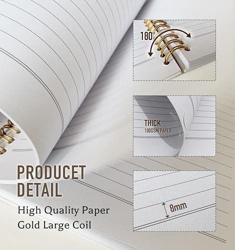 Zpvuklkl Result Notebook for Women-Inspirational Daily Journal For Men Friends Gifts On Birthday Christmas Mother's Day, Travel Business Work College Ruled Lined Gold Spiral Bound Hardcover,5.8"x8.3" thumbnail 5