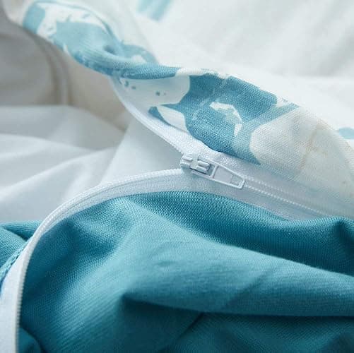 DONEUS Jersey Knit Duvet Cover Set 100% T-Shirt Cotton Super Soft Breathable Comfy Seashells Pattern Bedding Set 3 Piece with Zipper Closure, White Blue King 104x90 Inches thumbnail 6
